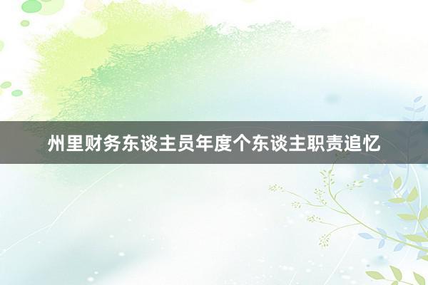 州里财务东谈主员年度个东谈主职责追忆