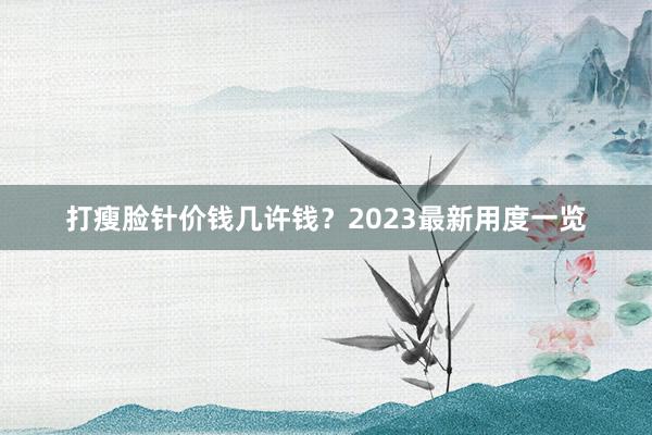 打瘦脸针价钱几许钱？2023最新用度一览